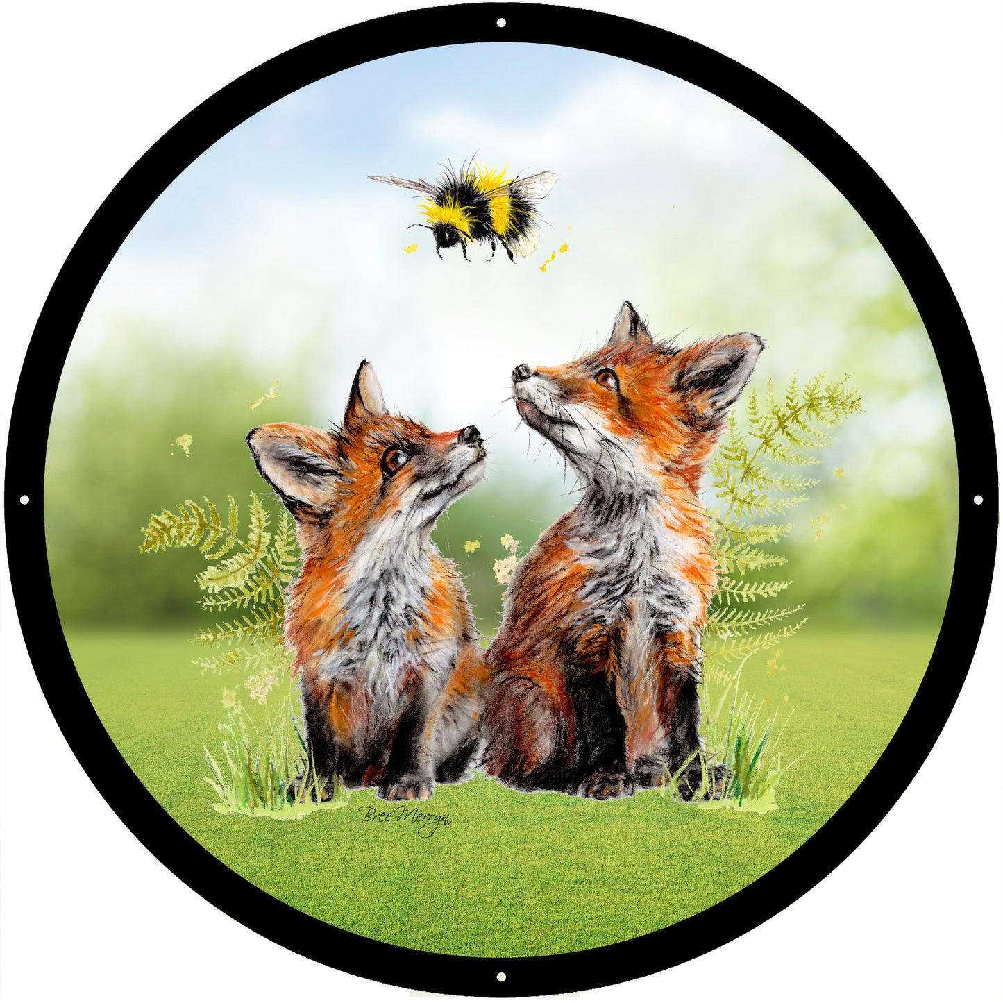 SunCatcher Garden Mirror Blaze, Blare and Bumble Round, Illustrations by Bree Merryn