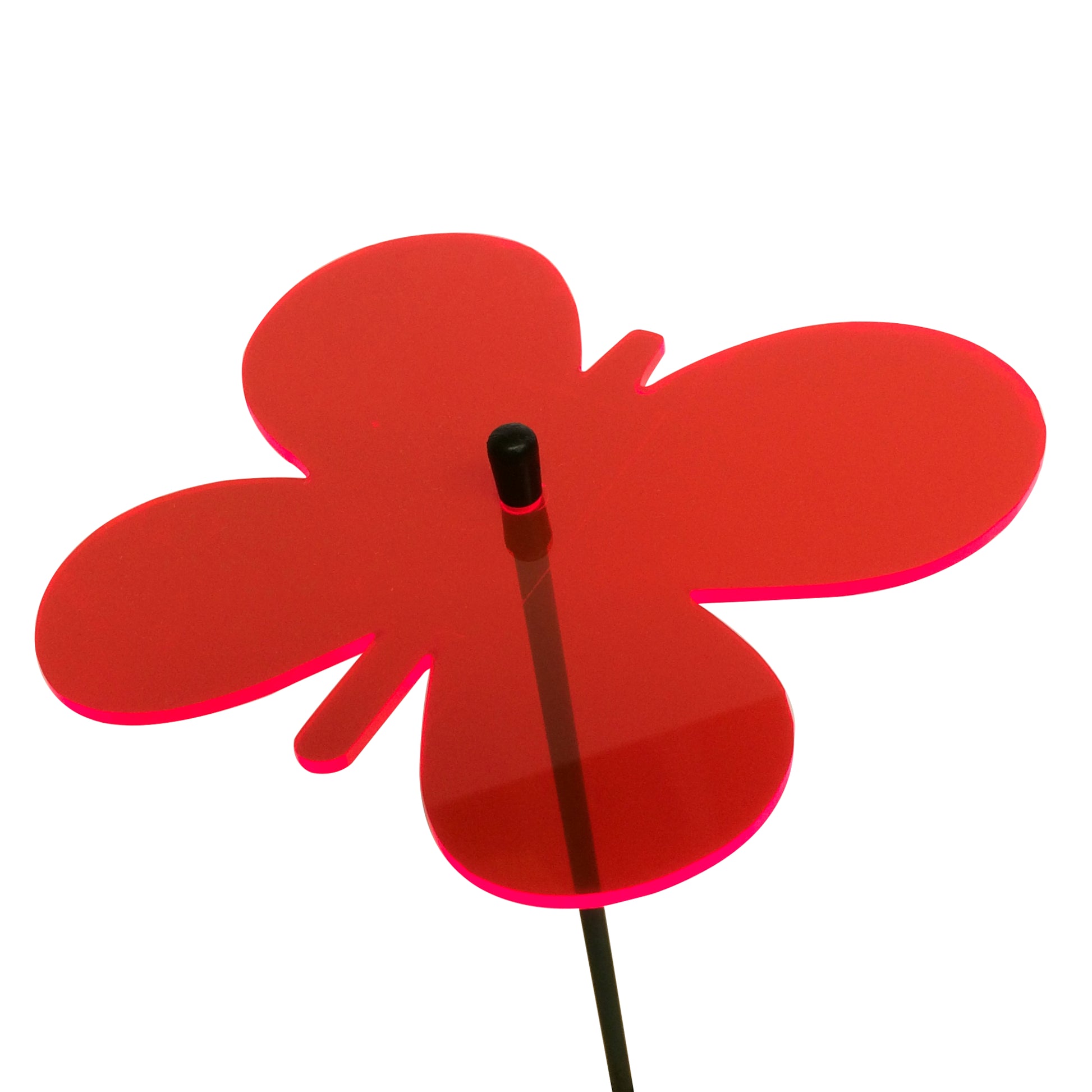 Large Emperor Butterfly, SunCatcher Glowing Garden Stake in Red