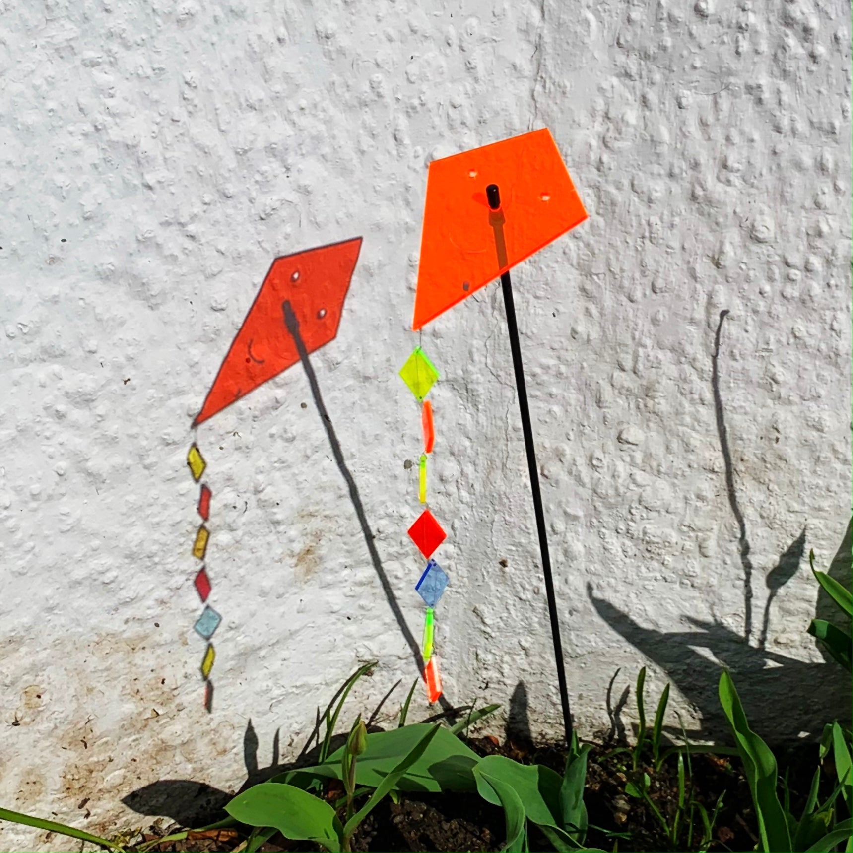 Kite with Tail fluorescent acrylic garden stake outdoor SunCatcher image 6