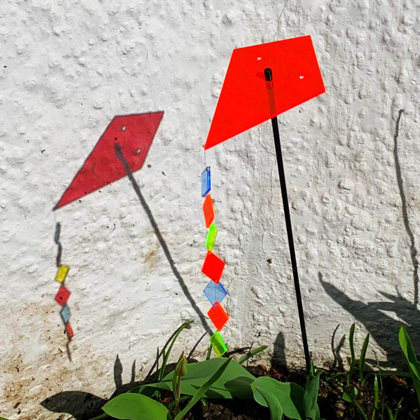 Kite with Tail fluorescent acrylic garden stake outdoor SunCatcher image 7