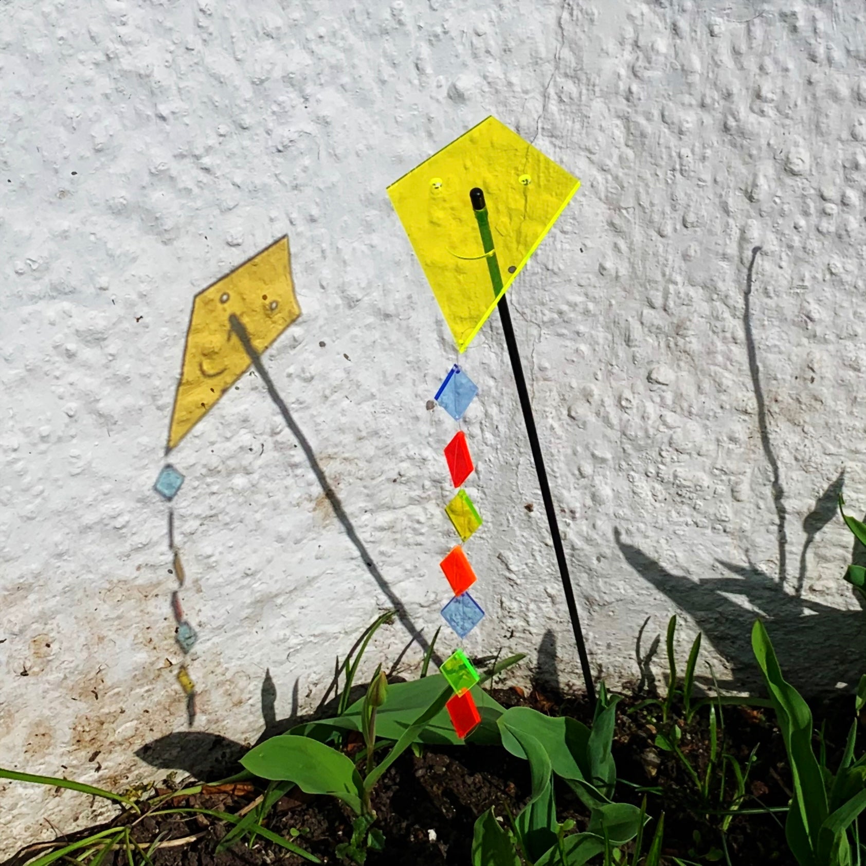 Kite with Tail fluorescent acrylic garden stake outdoor SunCatcher image 8