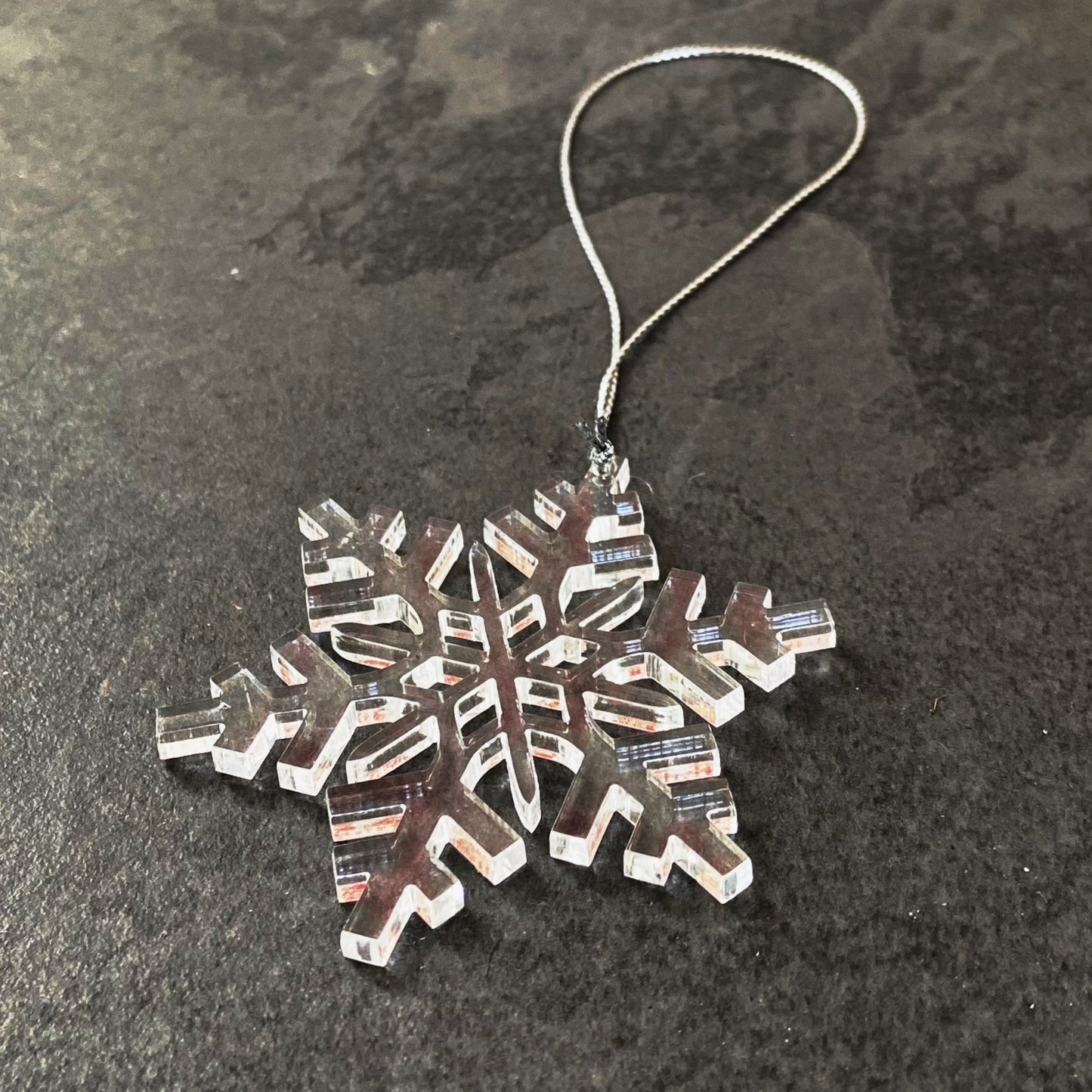 Modern Christmas Tree Decoration Snowflake Cheerful Festive Sparkling Bauble 55mm wide