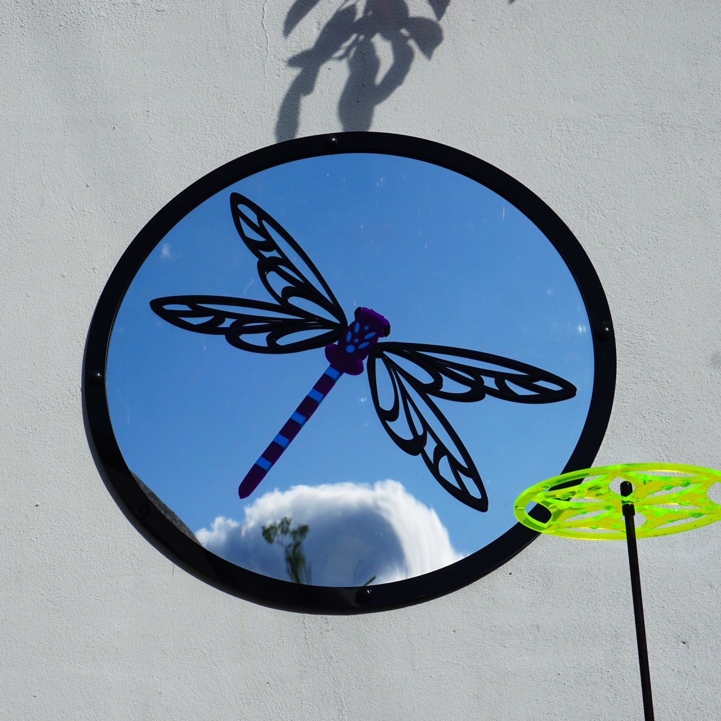 Dragonfly Garden Mirror 50cm, 19.6 Inch Diameter Round SunCatcher Decor