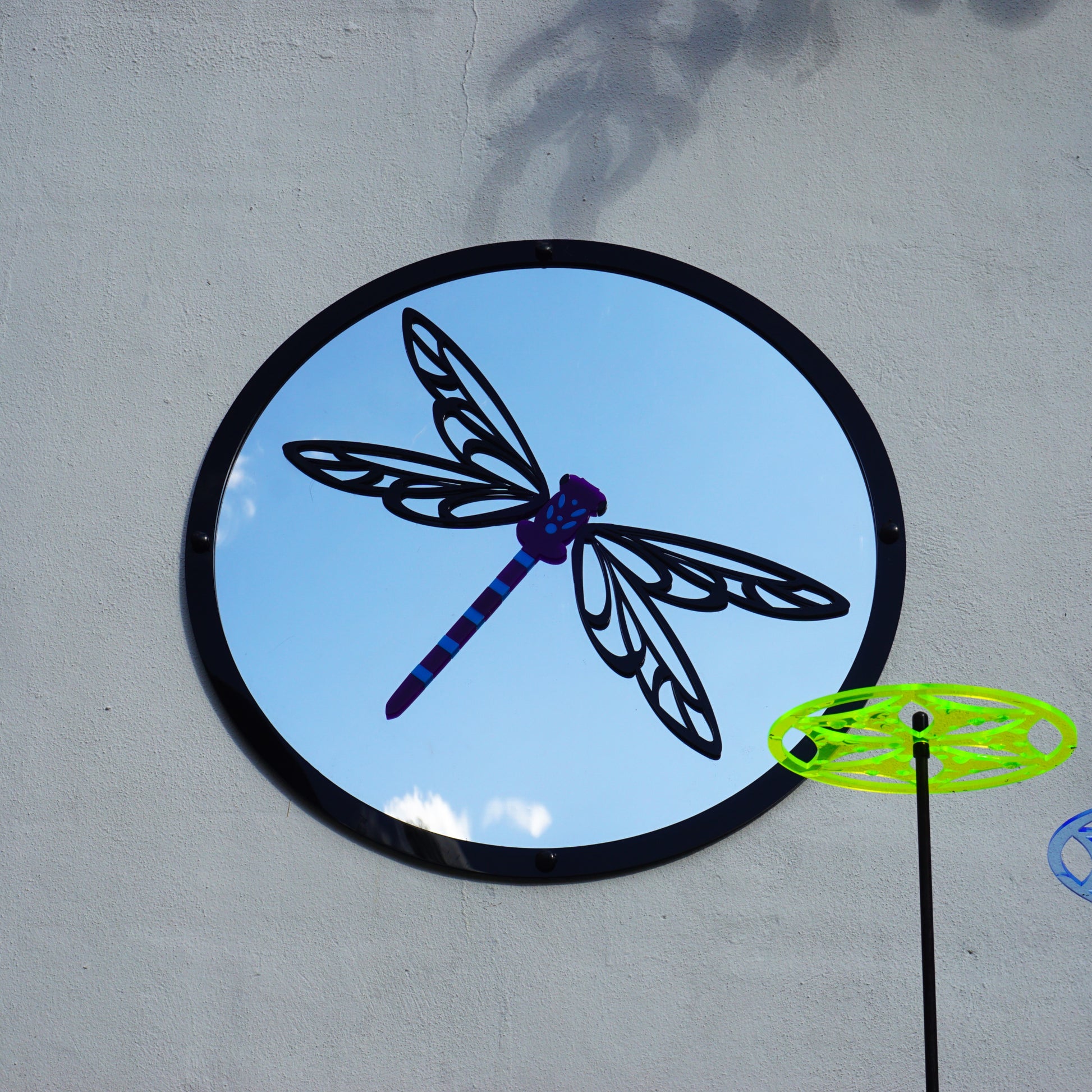 Dragonfly Garden Mirror 50cm, 19.6 Inch Diameter Round SunCatcher Decor