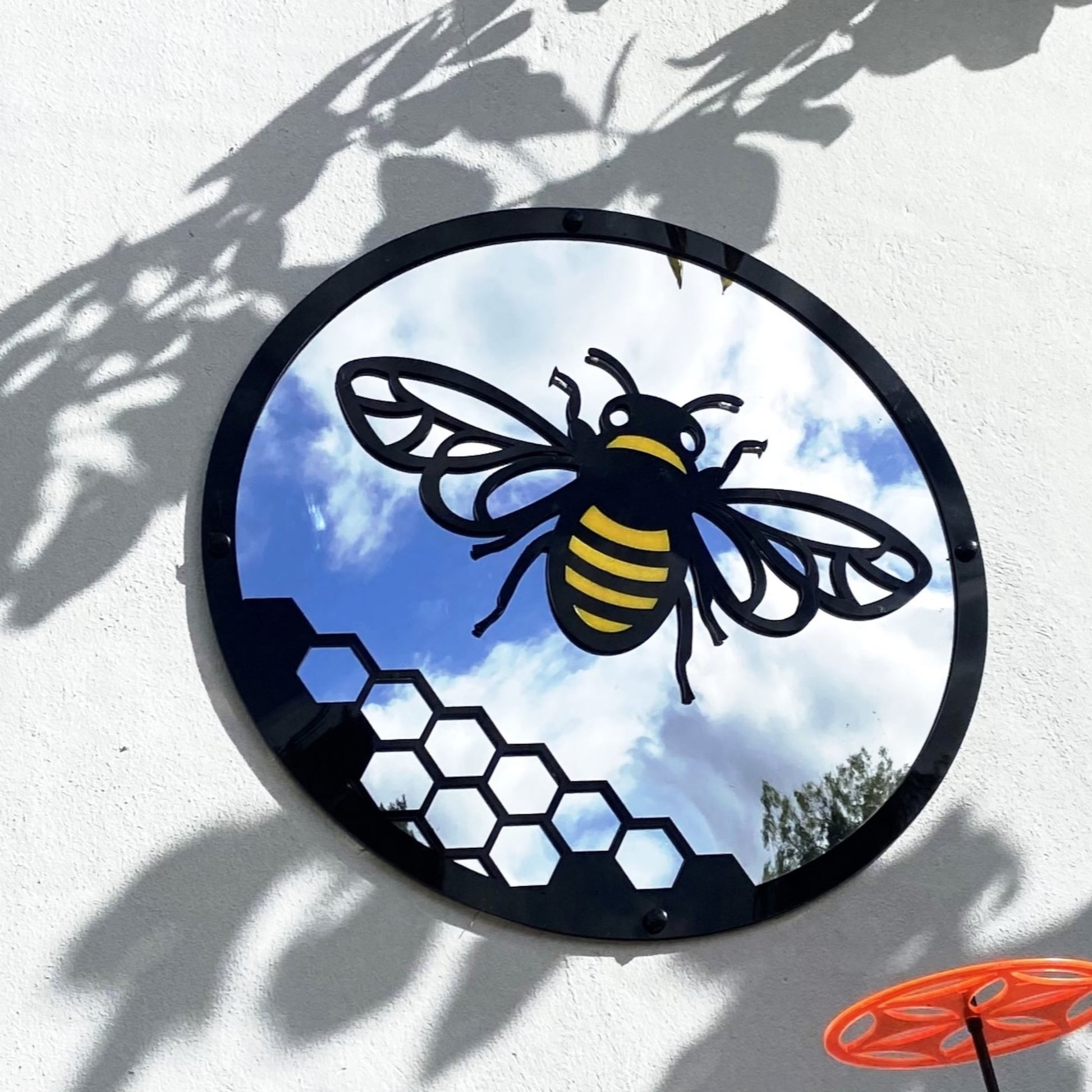 Honey Bee Garden Mirror 50cm, 19.6 Inch Diameter Round SunCatcher Decor