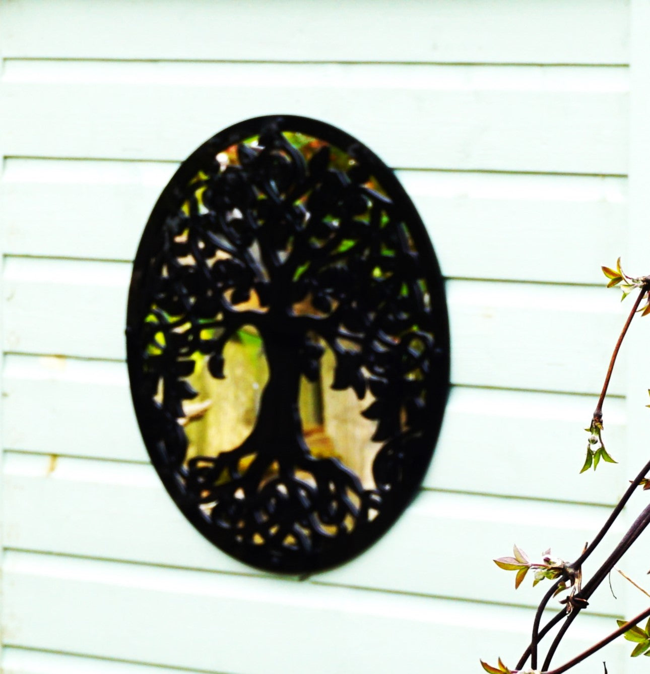 Tree of Life Garden Mirror 50cm, 19.6 Inch Diameter Round SunCatcher Decor