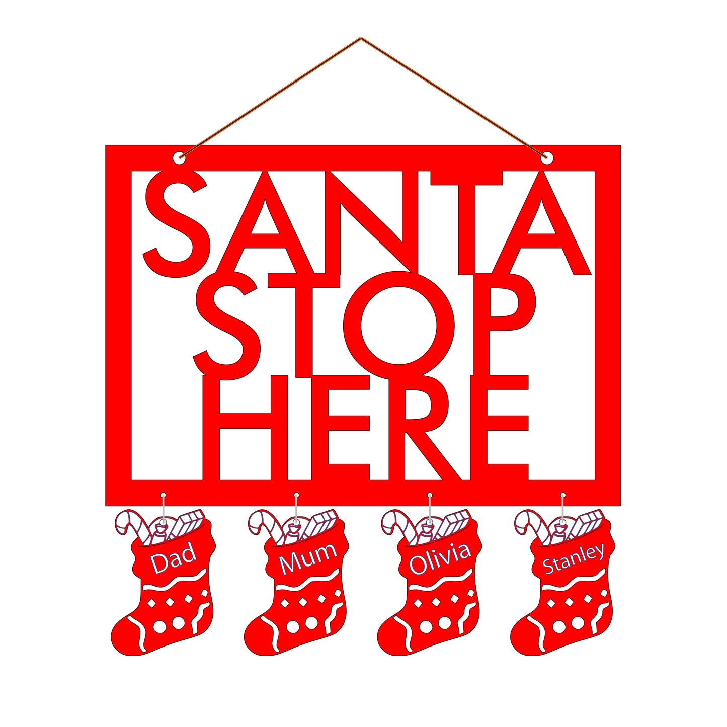 SunCatcher Christmas Sign 'Santa Stop Here'