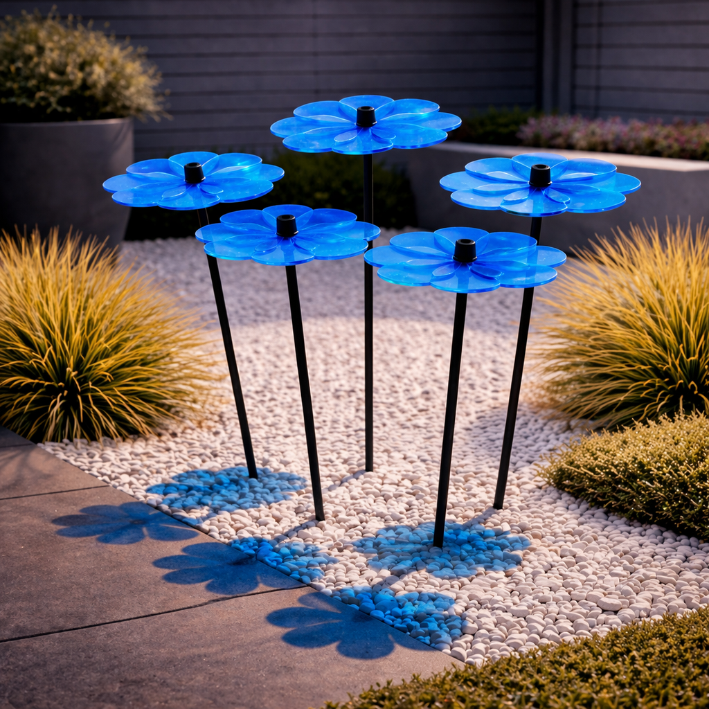 Garden Décor Ornaments Set of 5 'Double Blossoms'