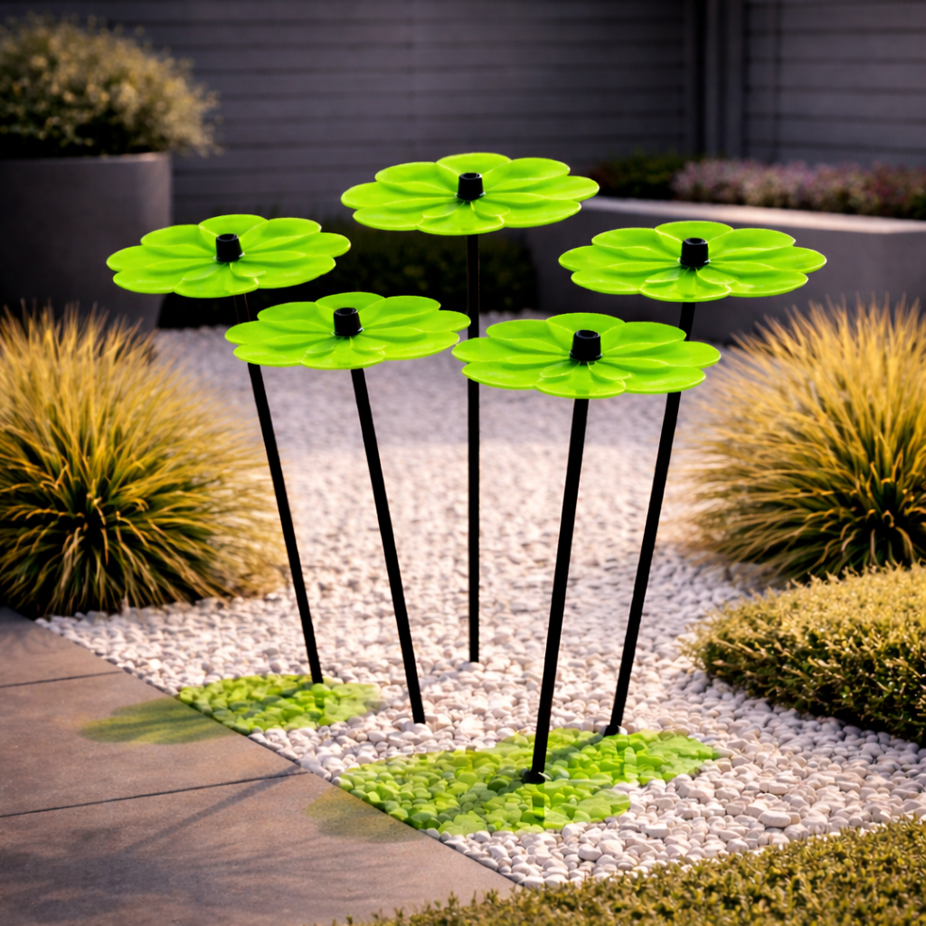 Garden Décor Ornaments Set of 5 'Double Blossoms'