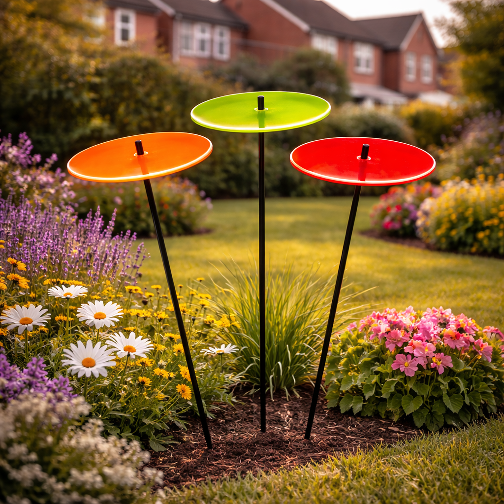 Large Garden Decor Ornaments Set of 3 'Sun Discs'