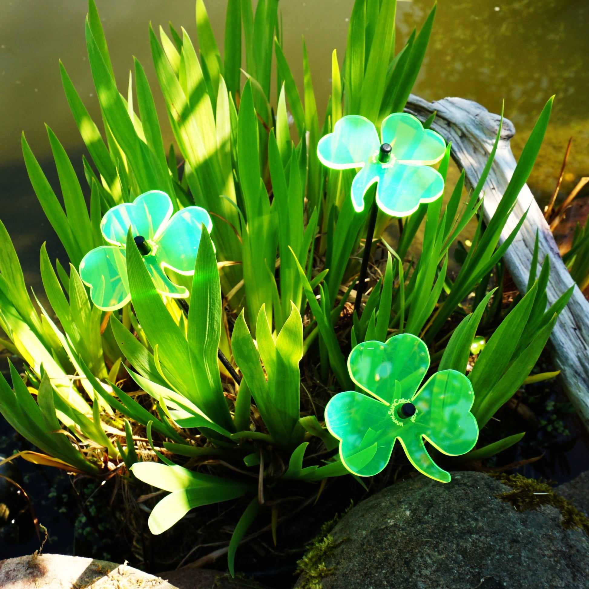 SunCatcher Set of 3 Shamrock GLOWING GARDEN DECORATION ornament irish accessory