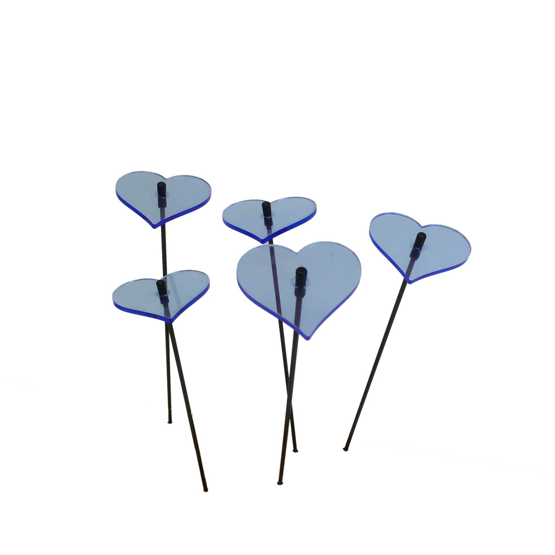 Small SunCatcher Garden Decor Ornament Set of 5 Hearts in blue