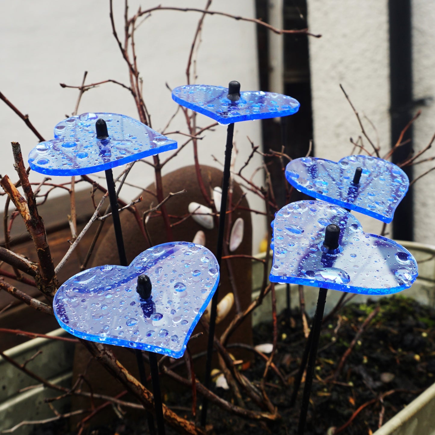 Small SunCatcher Garden Decor Ornament Set of 5 Hearts in yellow