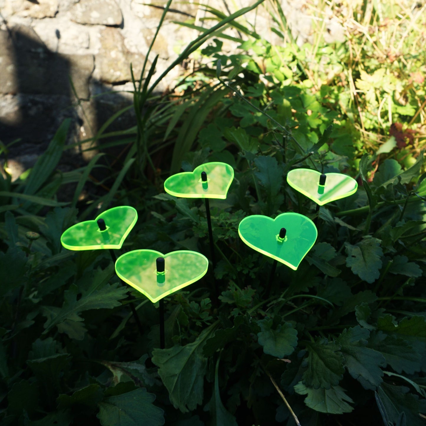 Small SunCatcher Garden Decor Ornament Set of 5 Hearts in yellow