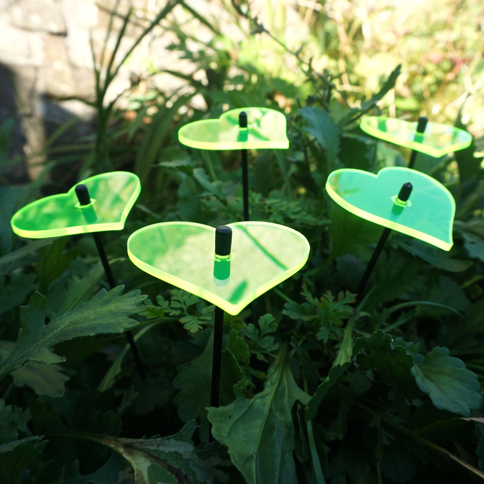 Small SunCatcher Garden Decor Ornament Set of 5 Hearts in yellow