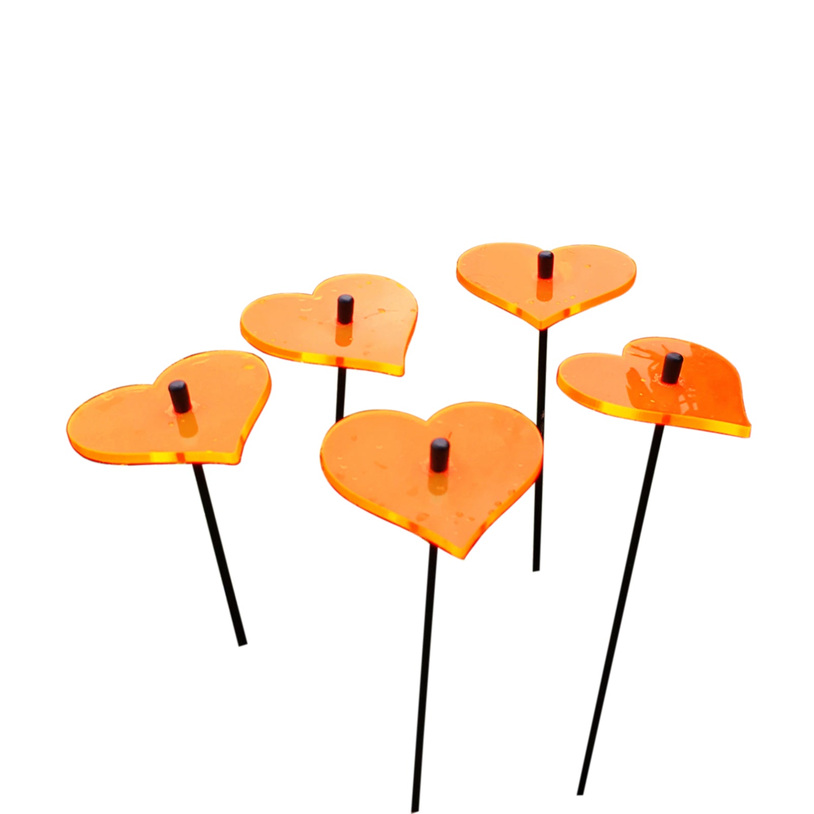 Small SunCatcher Garden Decor Ornament Set of 5 Hearts in orange
