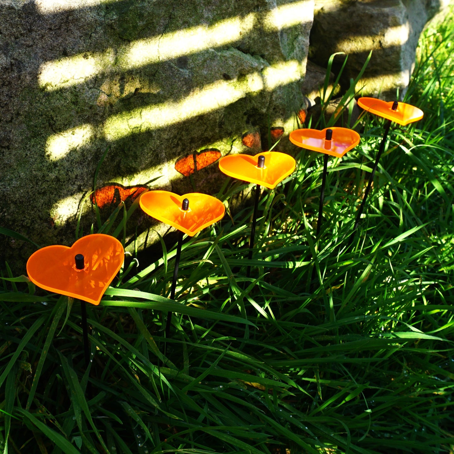 Small SunCatcher Garden Decor Ornament Set of 5 Hearts in yellow