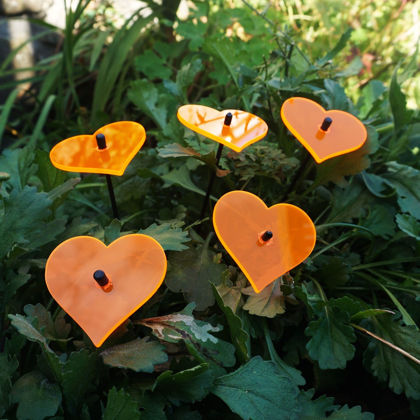 Small SunCatcher Garden Decor Ornament Set of 5 Hearts in yellow