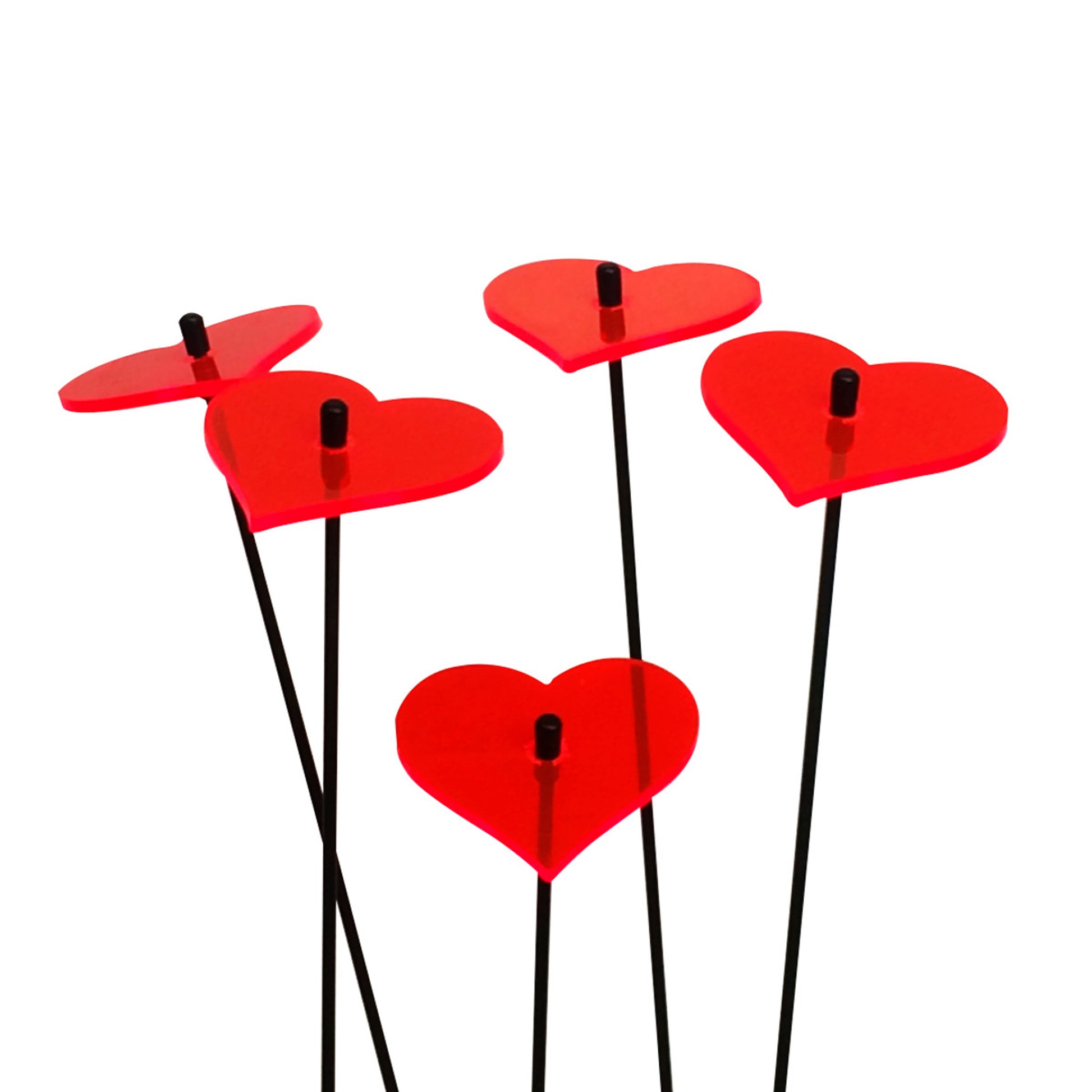 Small SunCatcher Garden Decor Ornament Set of 5 Hearts in red