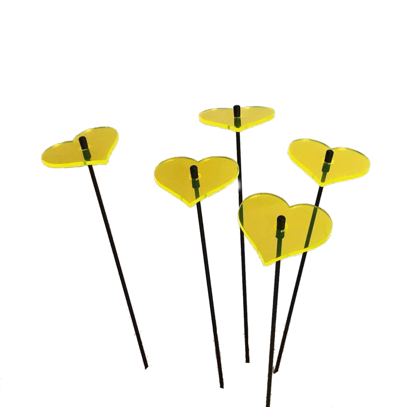 Small SunCatcher Garden Decor Ornament Set of 5 Hearts in yellow