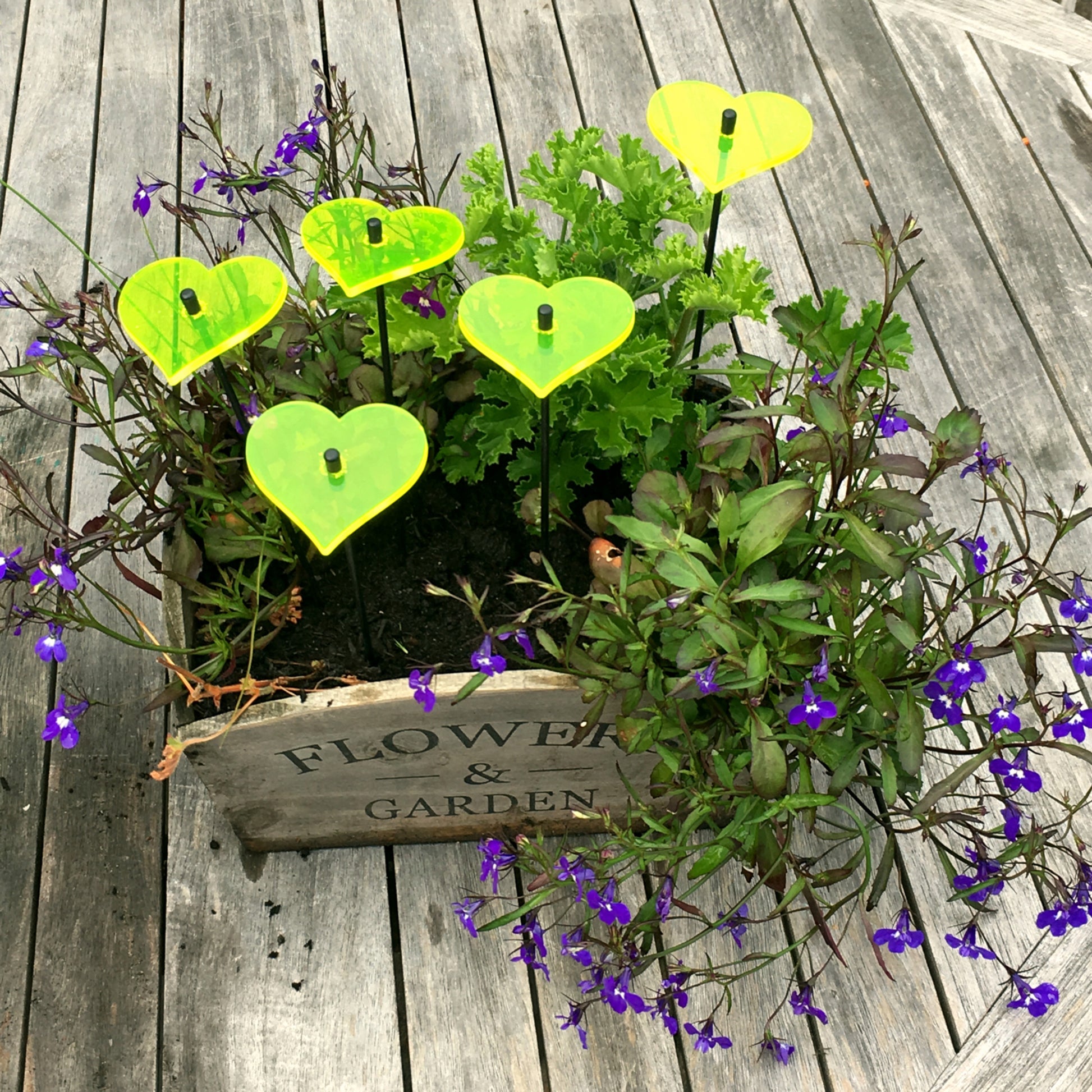 Small SunCatcher Garden Decor Ornament Set of 5 Hearts in yellow