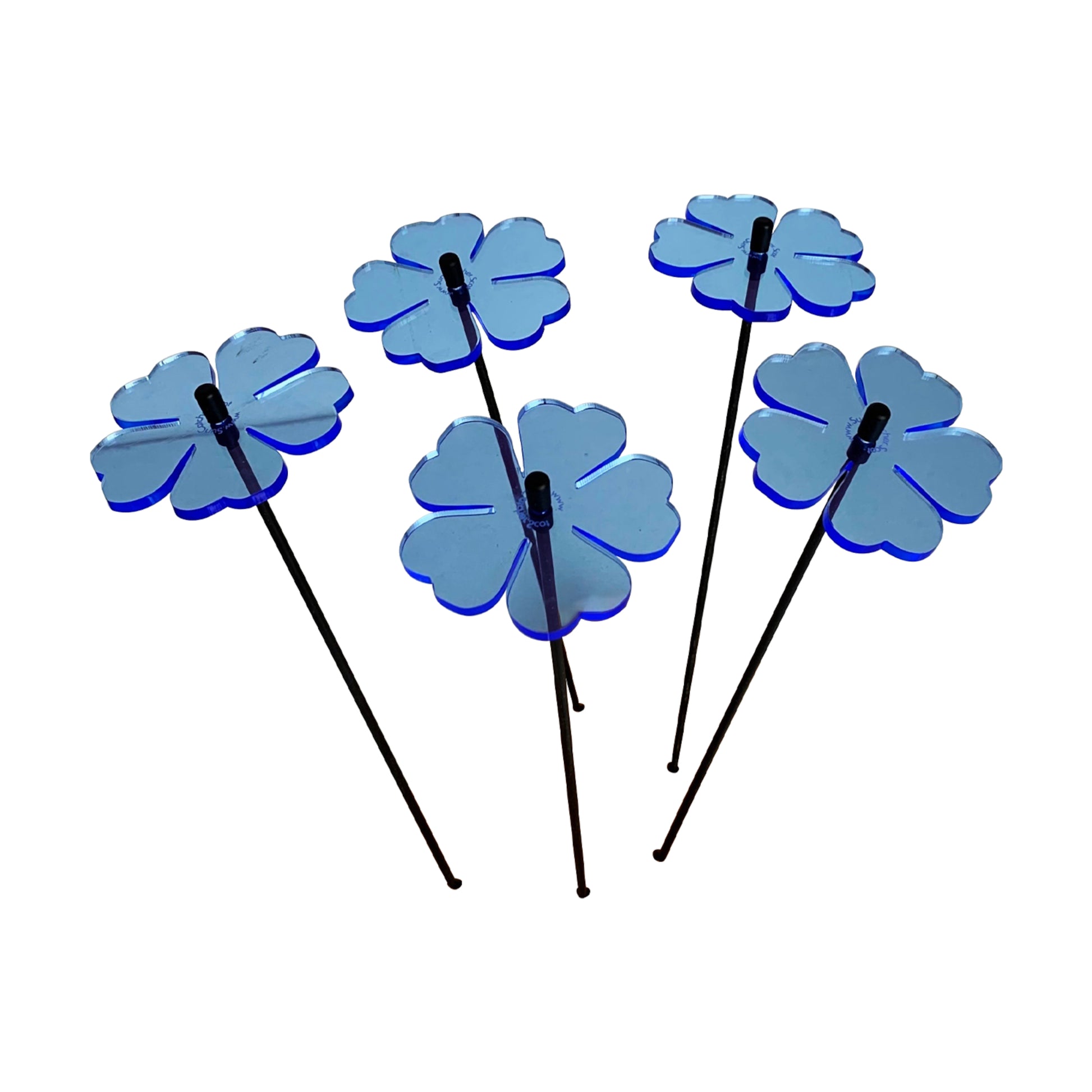 SunCatcher Set of 5: Double Blossom 25cm high Colourful Garden Stake Decoration