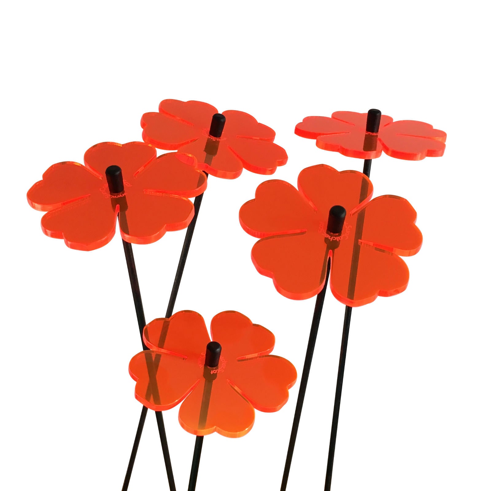 SunCatcher Set of 5: Double Blossom 25cm high Colourful Garden Stake Decoration