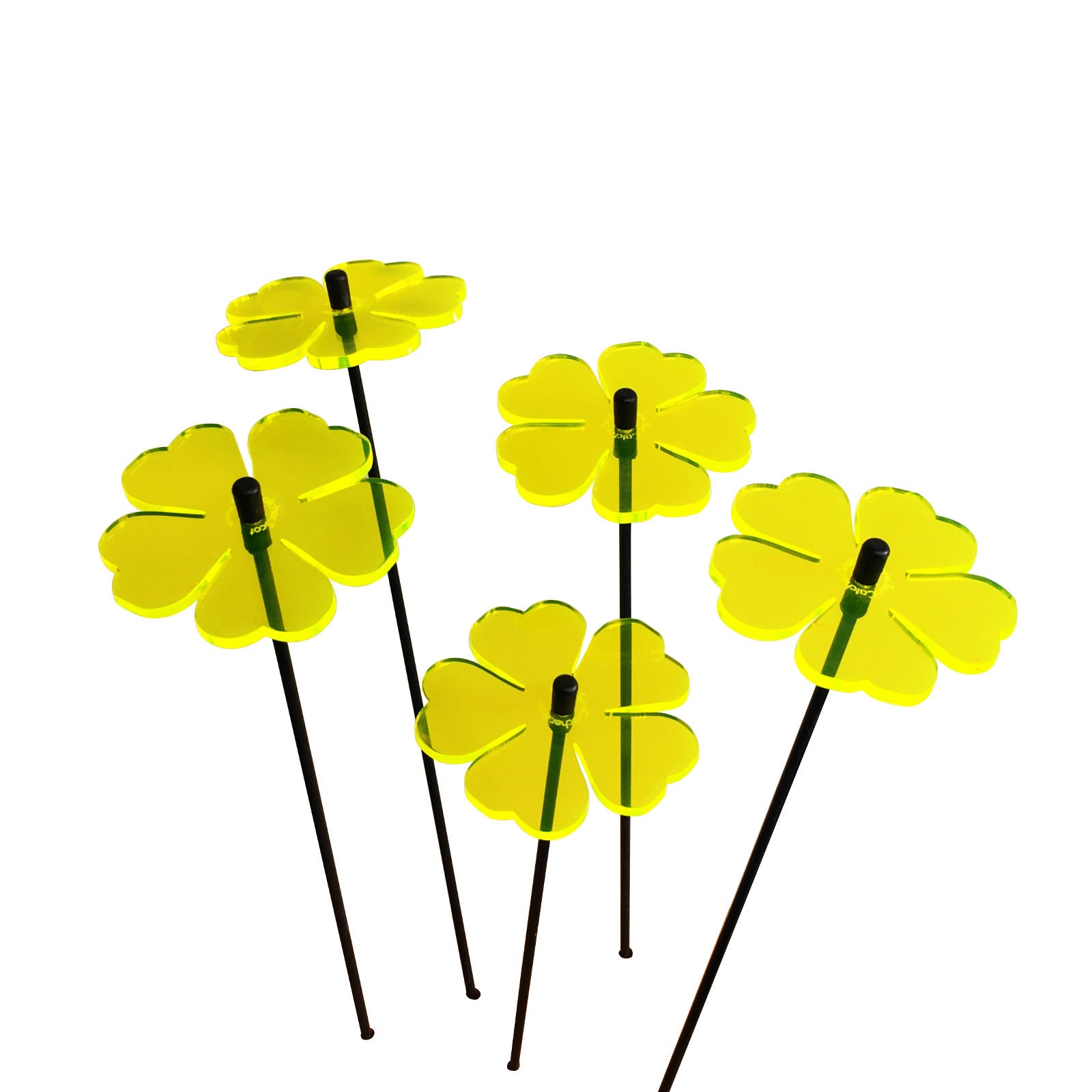 SunCatcher Set of 5: Double Blossom 25cm high Colourful Garden Stake Decoration