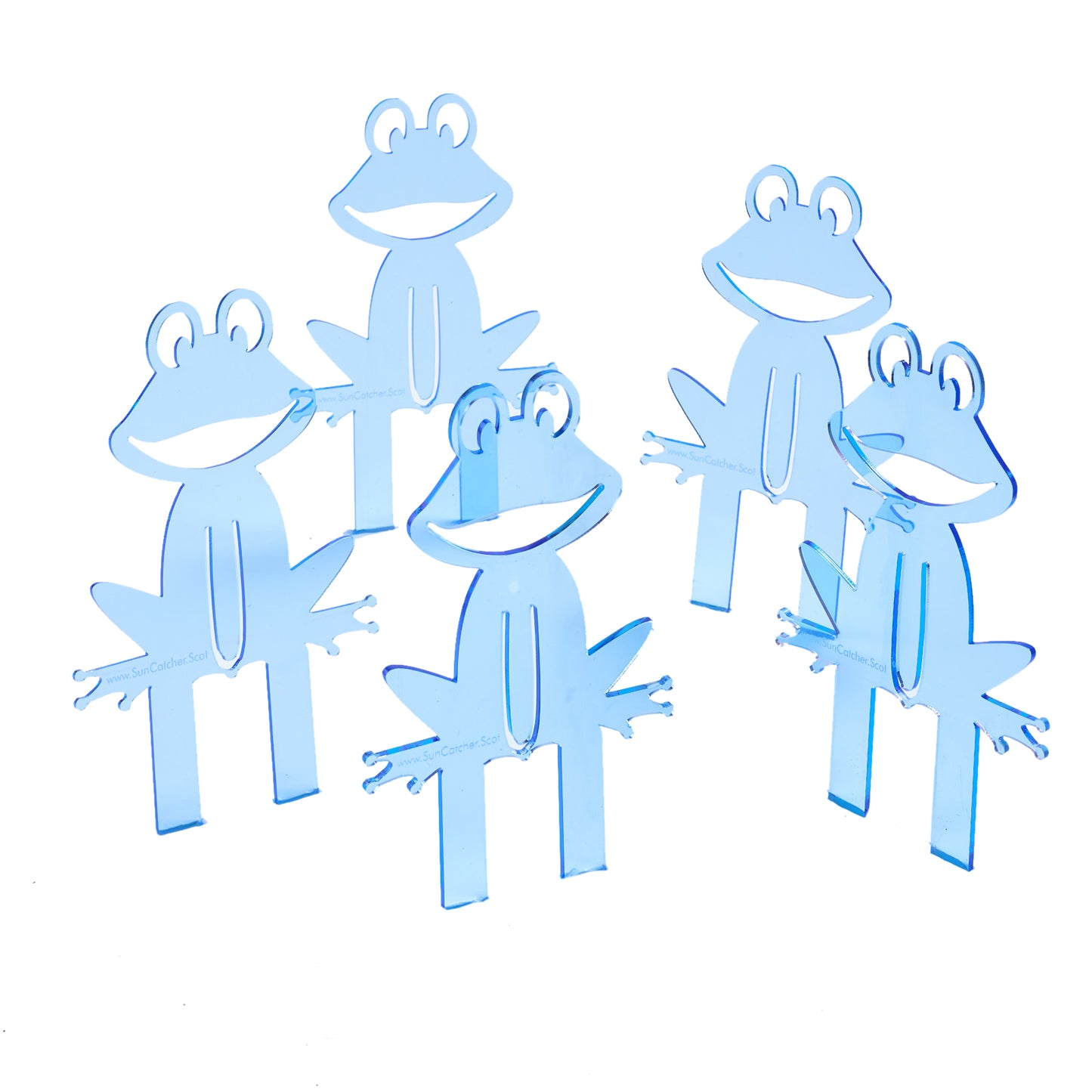 SunCatcher Set of 5 'Happy Frogs' fluorescent garden stake for pot and pond